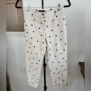 Ann Taylor Polka Dot Cropped Pants Black/ Cream 00